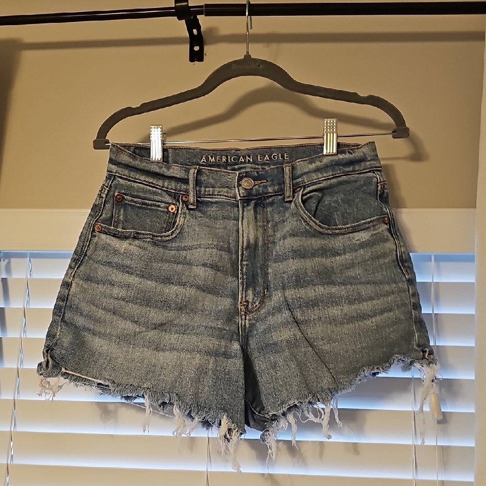 American Eagle Outfitters Blue Jean Shorts Distressed High-Waisted